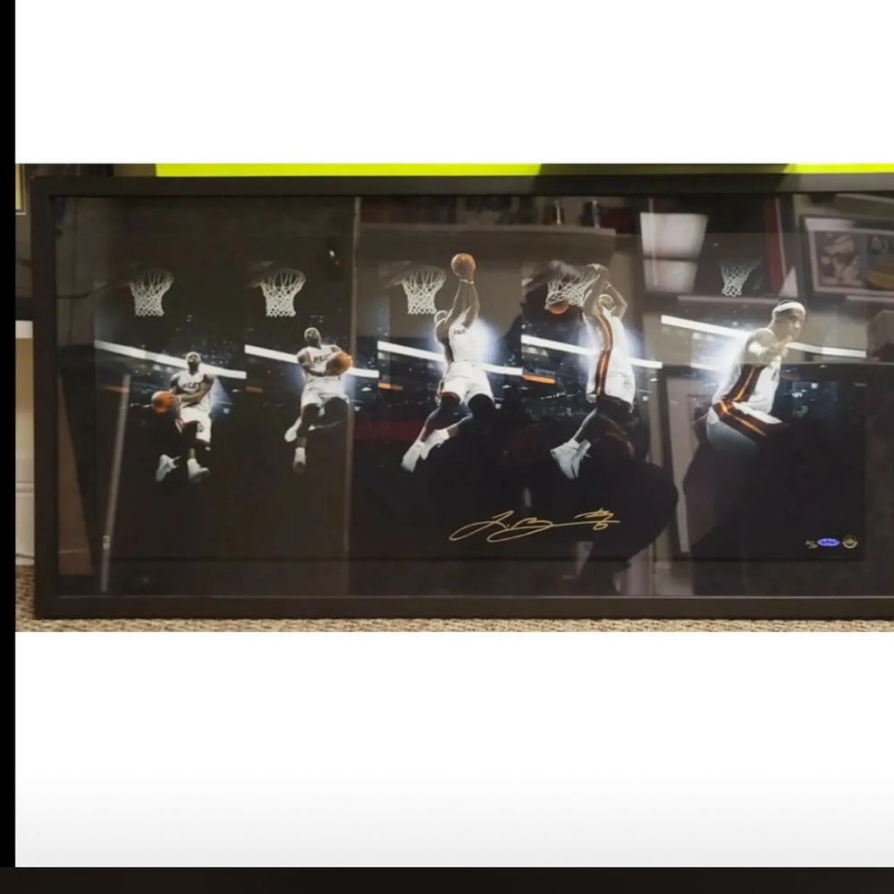 LeBron James, upper deck signed panoramic, dunk photograph